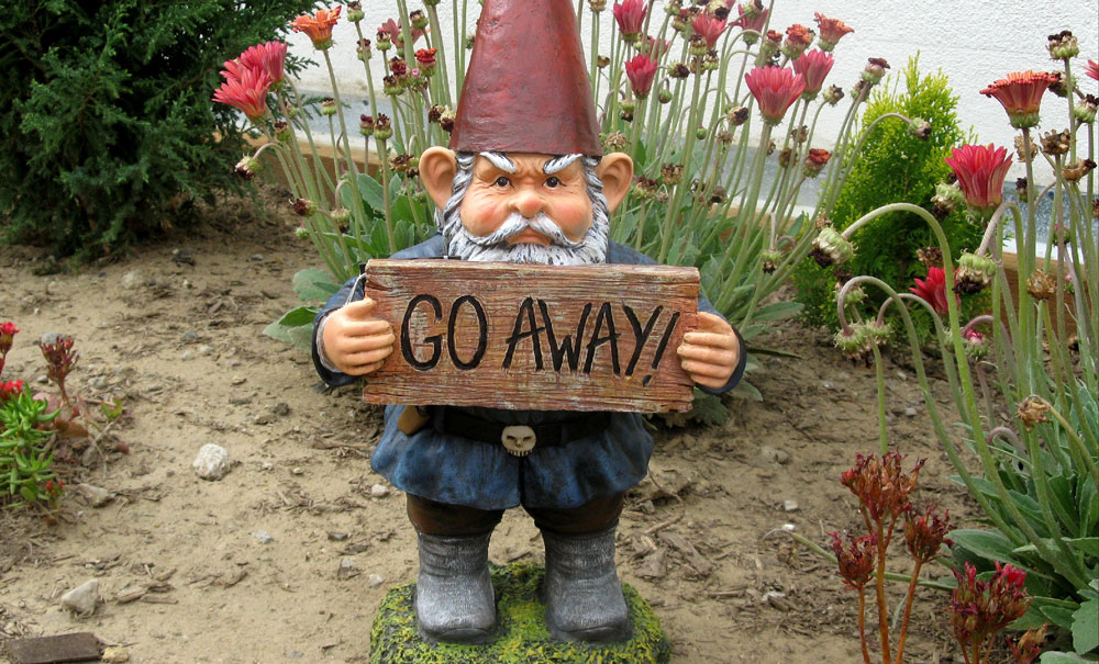 The gnome that tells everyone to go away